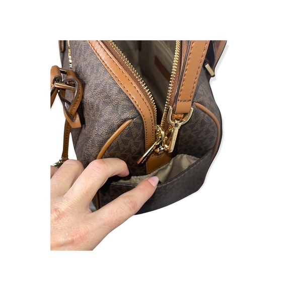 MICHAEL KORS Brown Signature MK Pattern Duffel Satchel & Double Zip Wallet - Picture 10 of 16